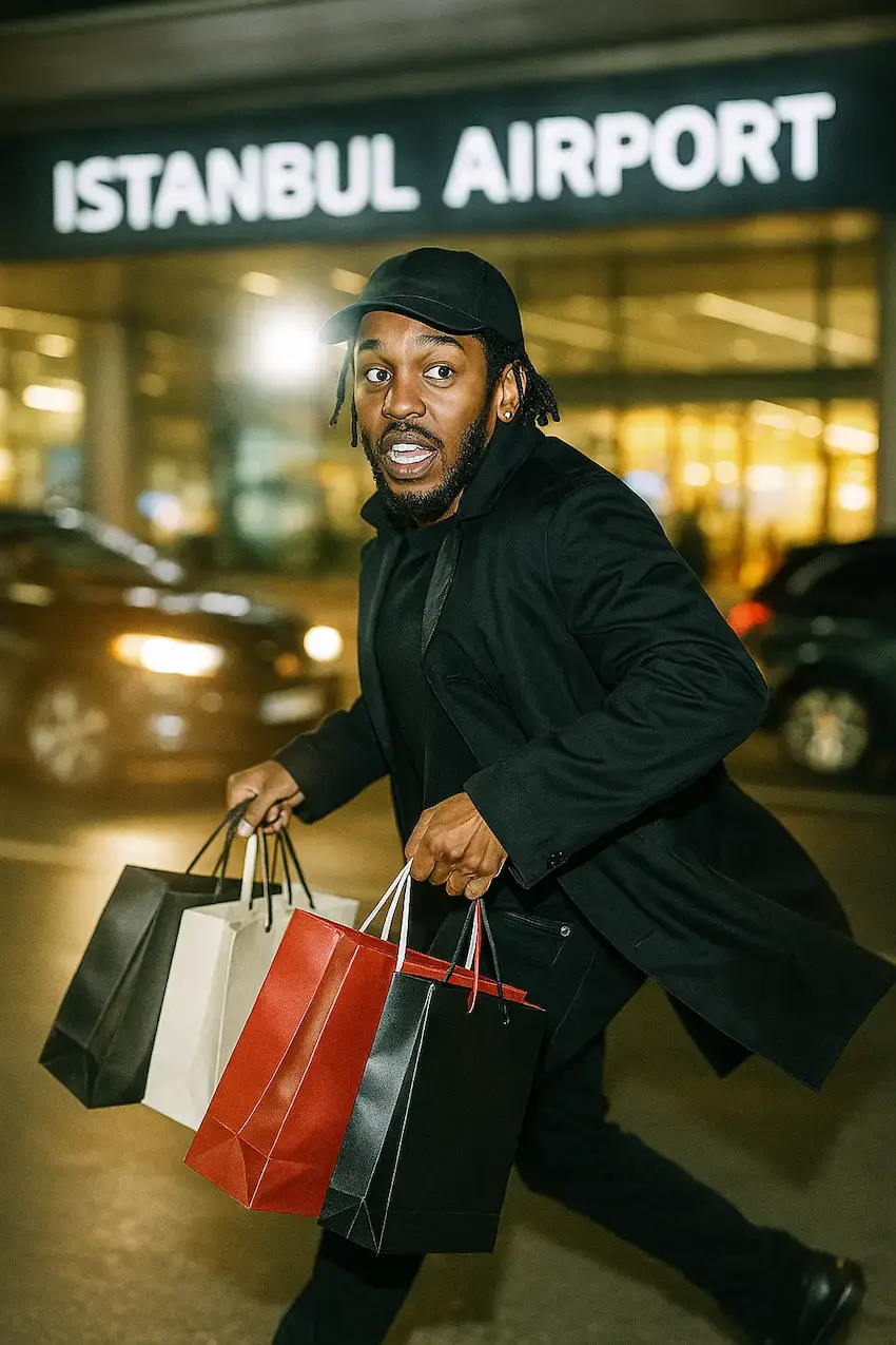 kendrick lamar &agrave; l'a&eacute;roport d'istanbul