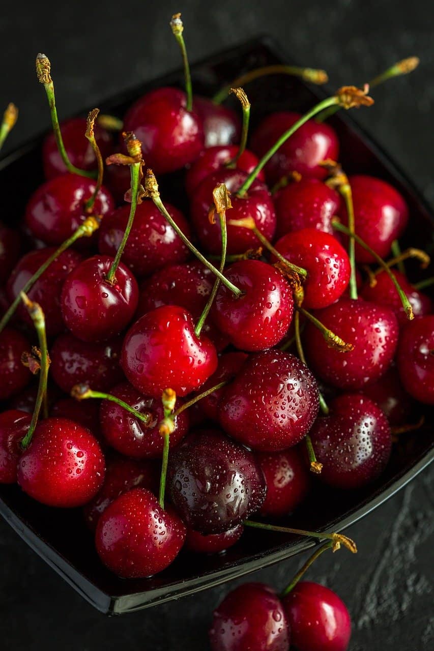 fresh cherries.