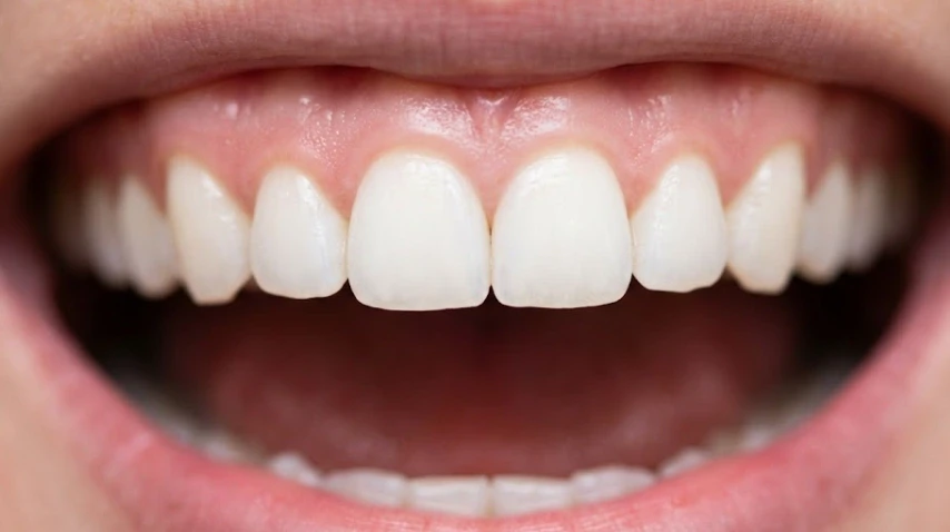 dientes limpios después de la eliminación de gema