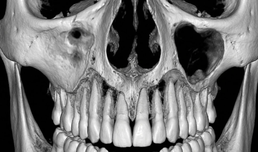 sinüs yakınlığını gösteren CBCT taraması
