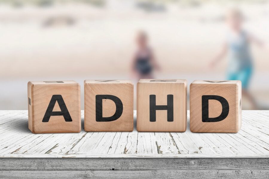Types of ADHD in Children: Inattentive, Hyperactive, and Combined ADHD symptoms illustrated with child studying, playing, and interacting.