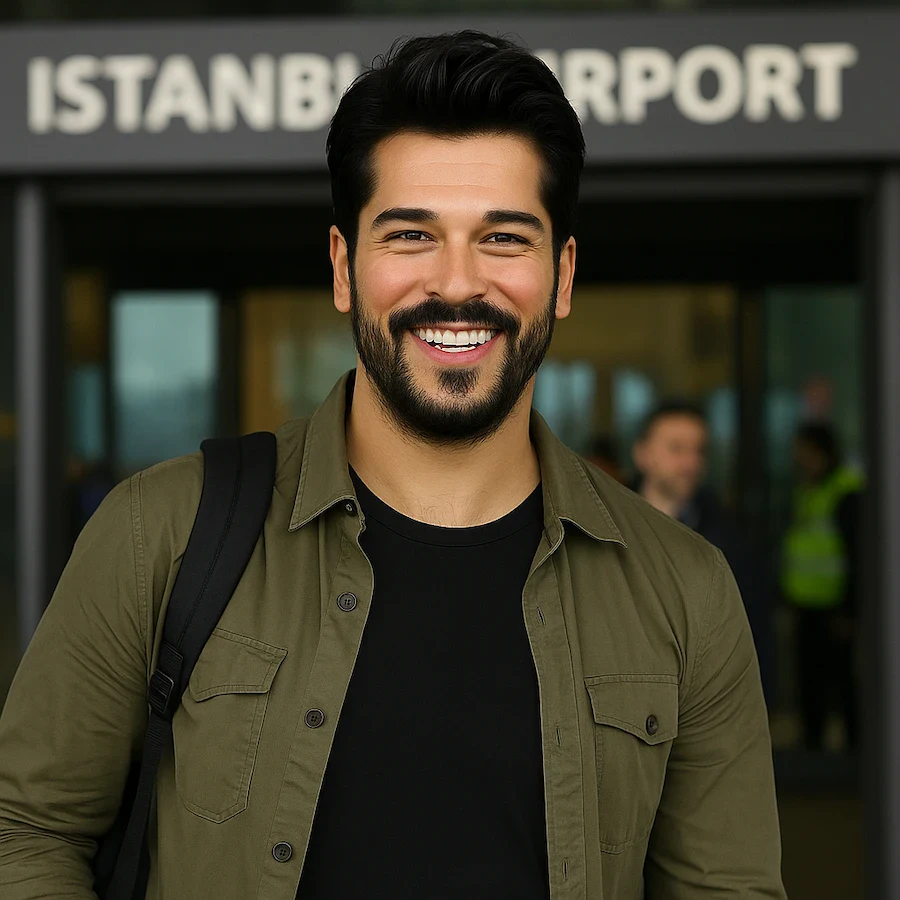 burak özçivit all'aeroporto di Istanbul