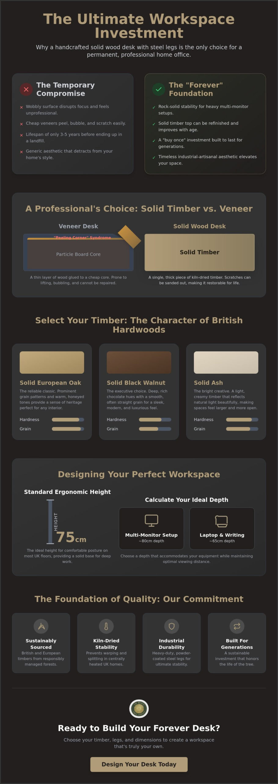 Solid Wood Desk with Metal Legs: A Guide to Quality Home Office Furniture
