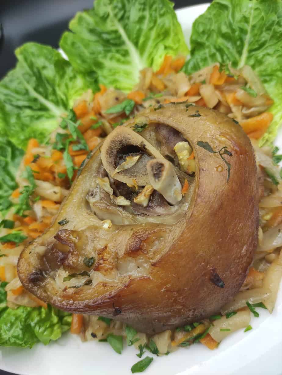 Slow cooked pork knuckle.