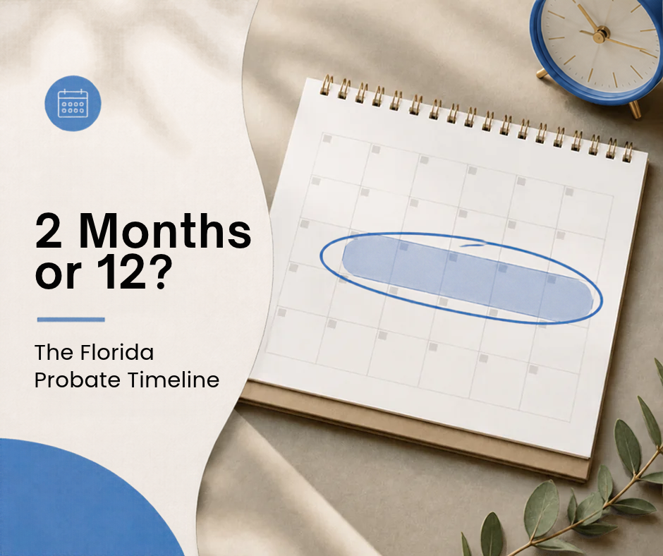 Calendar with a date range highlighted, representing the Florida probate timeline