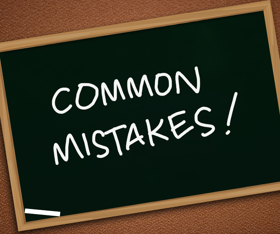 Common mistakes written on board