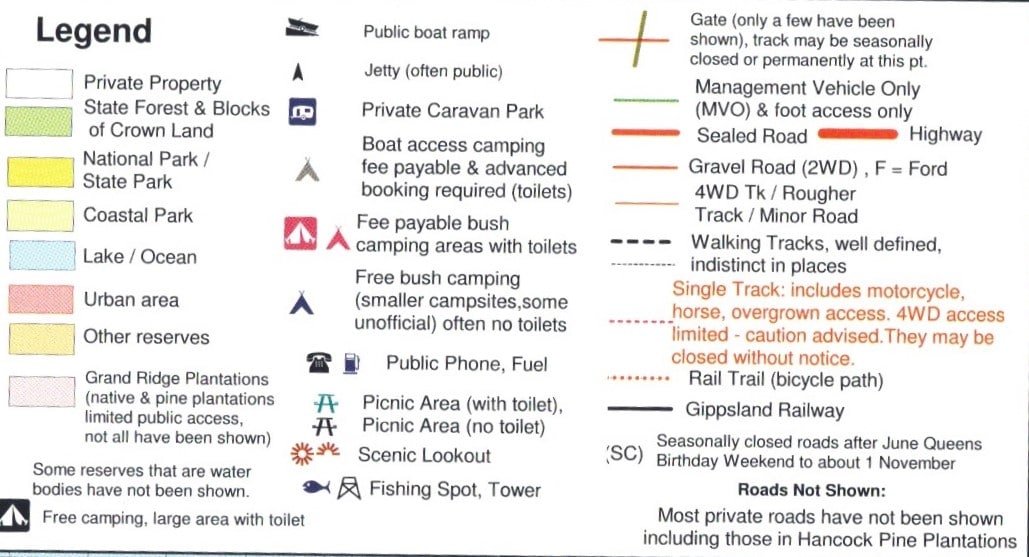 Gippsland Lakes Rooftop Map Legend