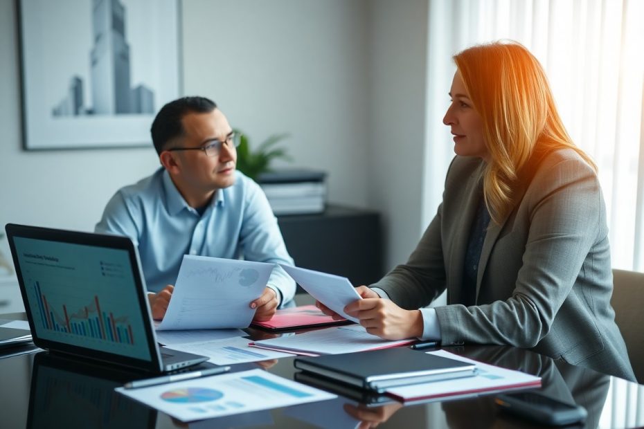 mujer explicando informacion a cliente en oficina / Esencial para tu PPR