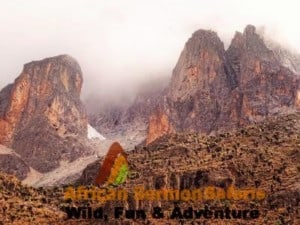 mount kenya shiptons camp view towards Lenana peak hiking mt kenya