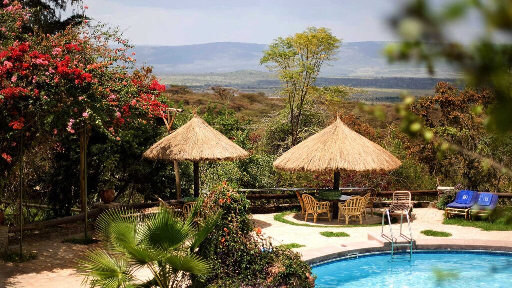 Mara Sopa Lodge in Masai Mara accommodation view from the pool area.