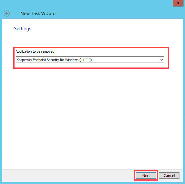 Kaspersky Endpoint Security for Windows را انتخاب کنید و روی Next کلیک کنید.