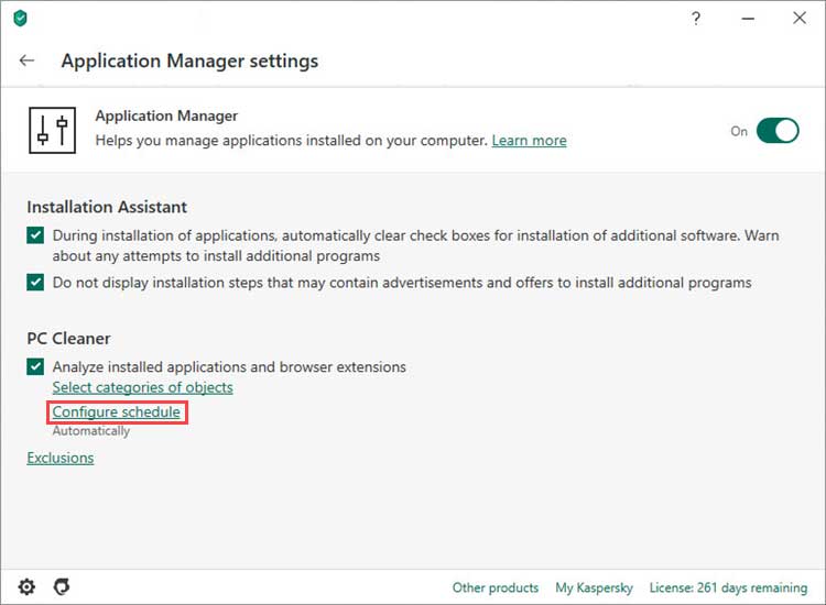 روی Configure schedule کلیک کنید.