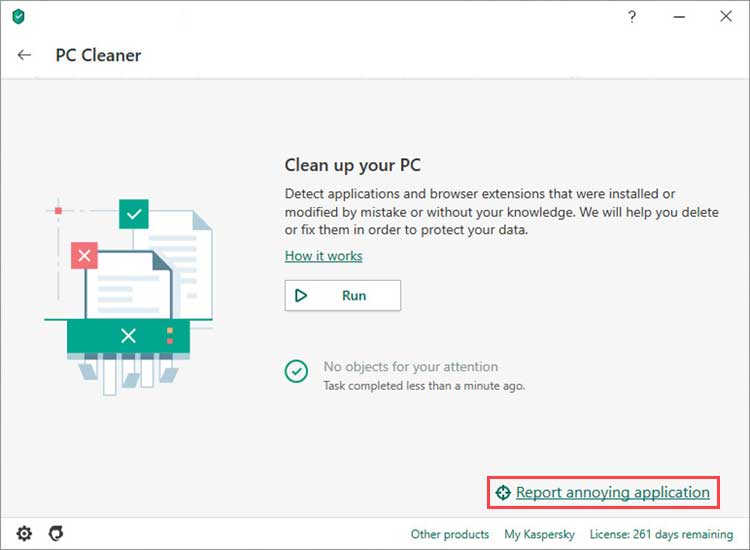 روی Report annoying application کلیک کنید.