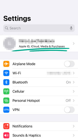 گزینه آیدی اپل (Apple ID) را انتخاب کنید.