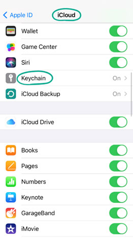 گزینه Keychain را انتخاب کنید.