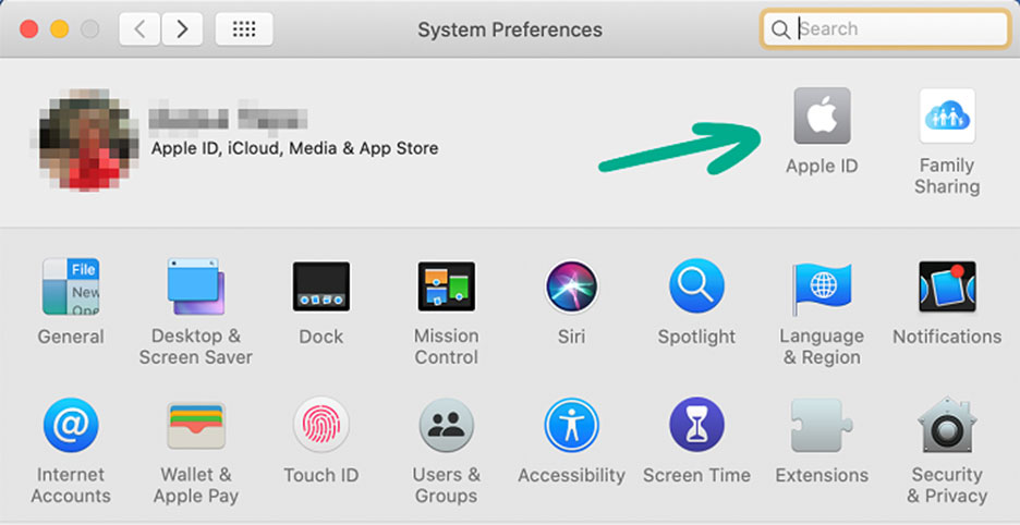 روی Apple ID کلیک کنید.