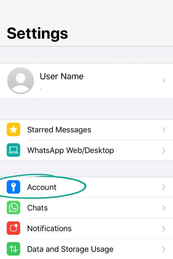 روی Account کلیک کنید.