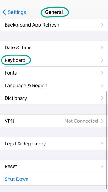 روی Keyboard کلیک کنید.