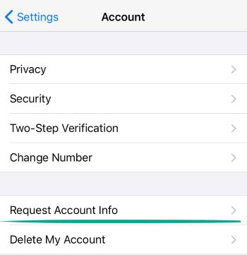 گزینه Request account info را انتخاب کنید.