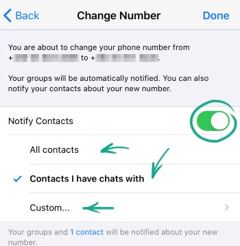 تنظیمات Change number را انجام دهید.