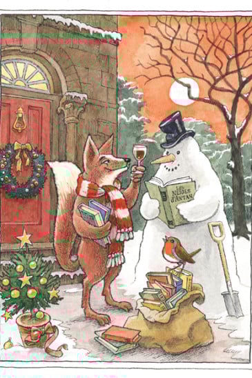 Slightly Foxed Christmas Card: No IV, Toasting the Snowman