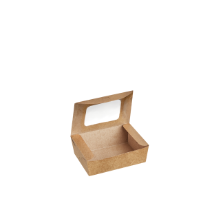 600ml Kraft Deli Salad Box with PLA Window