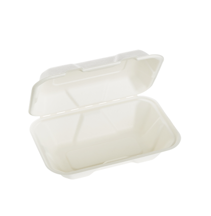 900ml Single Compartment Sugarcane Rectangular Clamshell