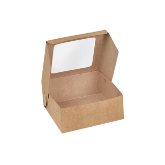 Medium Kraft Cake Box with PLA Window Open