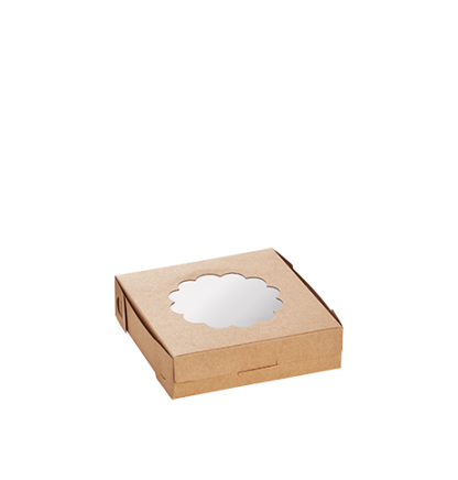 Small Kraft Quiche Box with Flower PLA Window