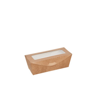 Large Kraft Hot Dog Box with PLA Window