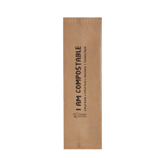 CPLA Knife, Fork & Serviette in a Sealed Paper Pack