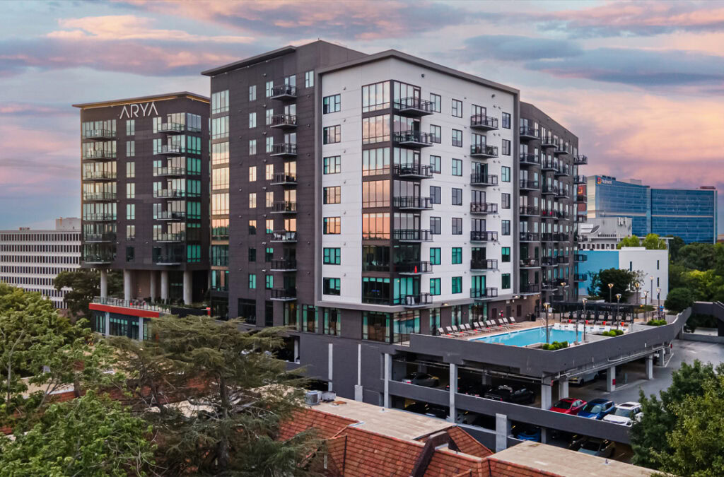 An aerial drone image of Arya in Atlanta by Architectural Photographer Karen Images