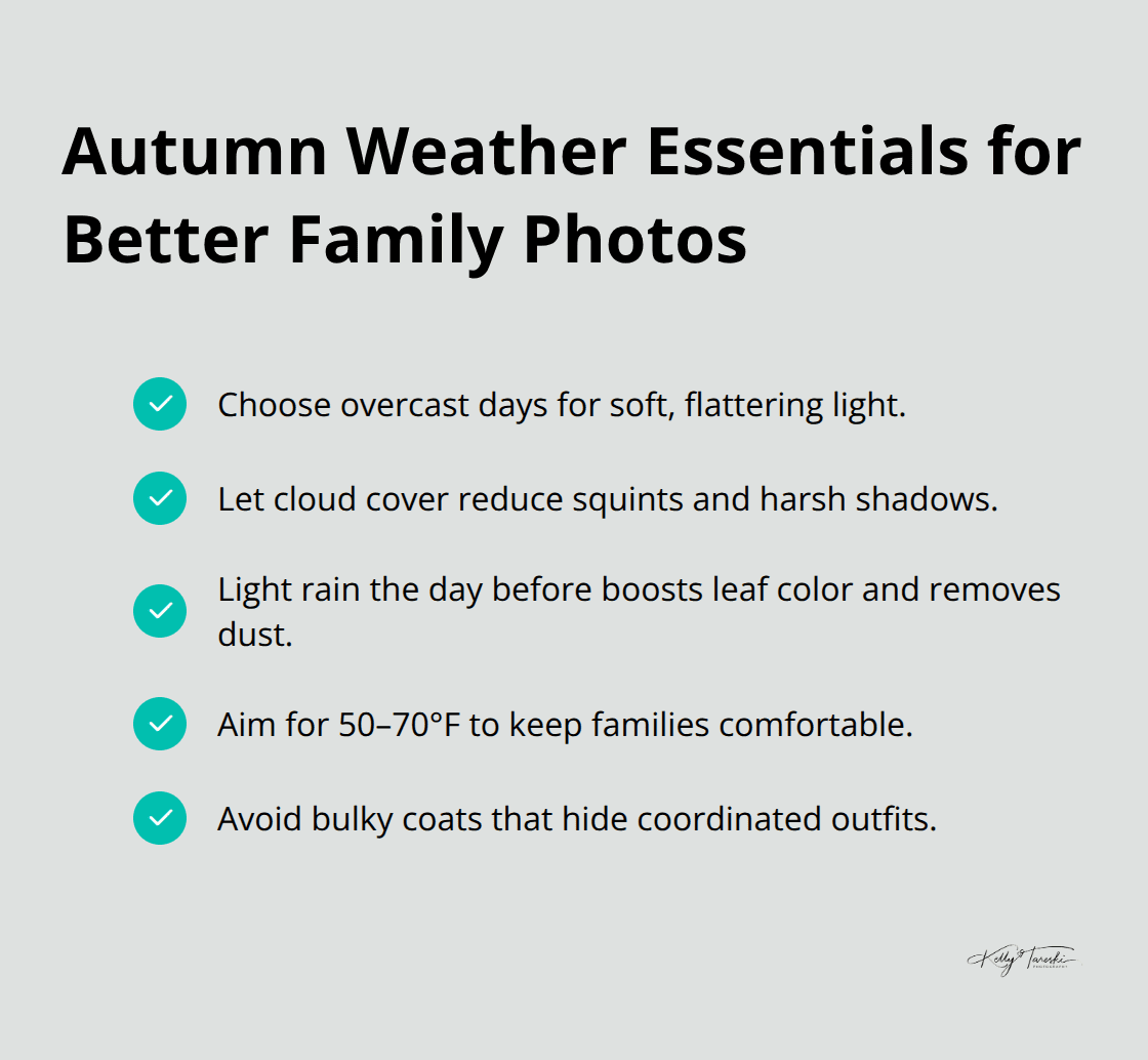 Checklist of weather conditions that improve autumn family portraits in the U.S. - autumn family photos