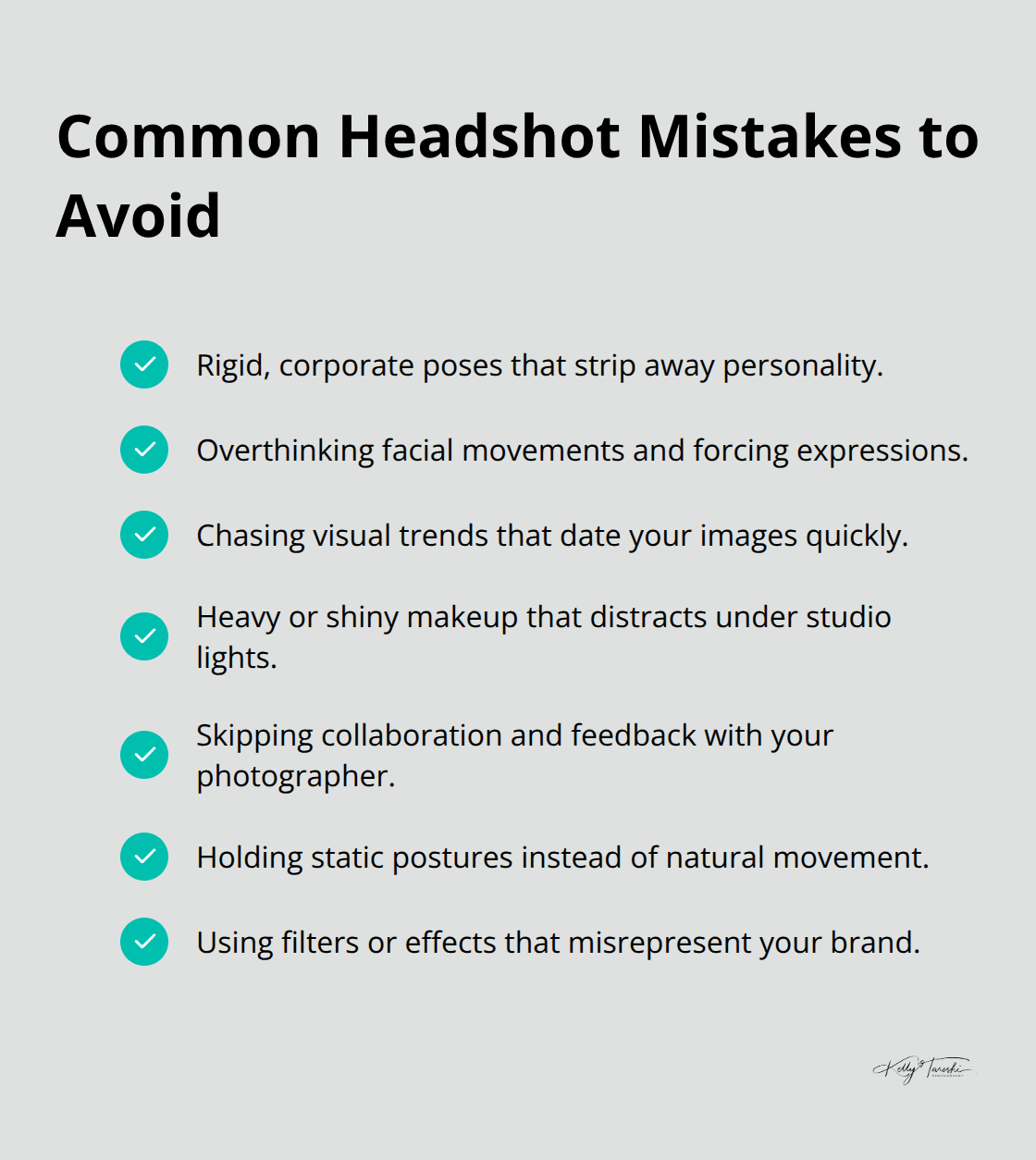 Checklist of frequent errors that undermine authentic professional headshots - Brand authenticity
