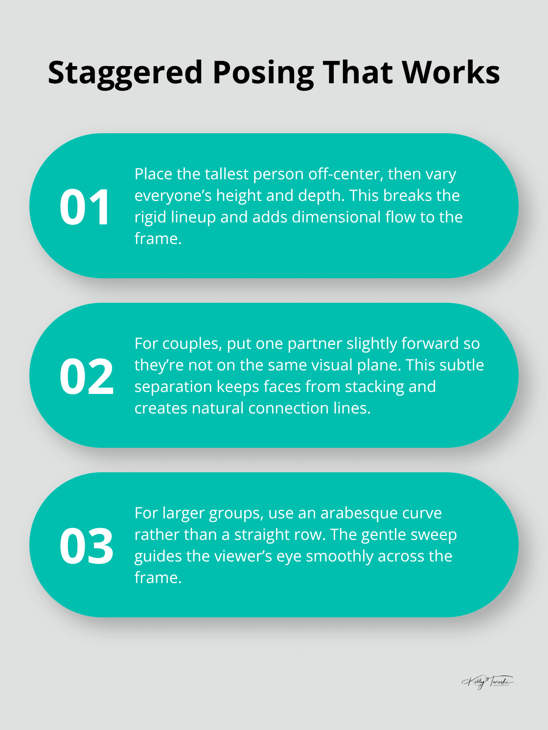 Three-point guide to arranging families in staggered, natural formations