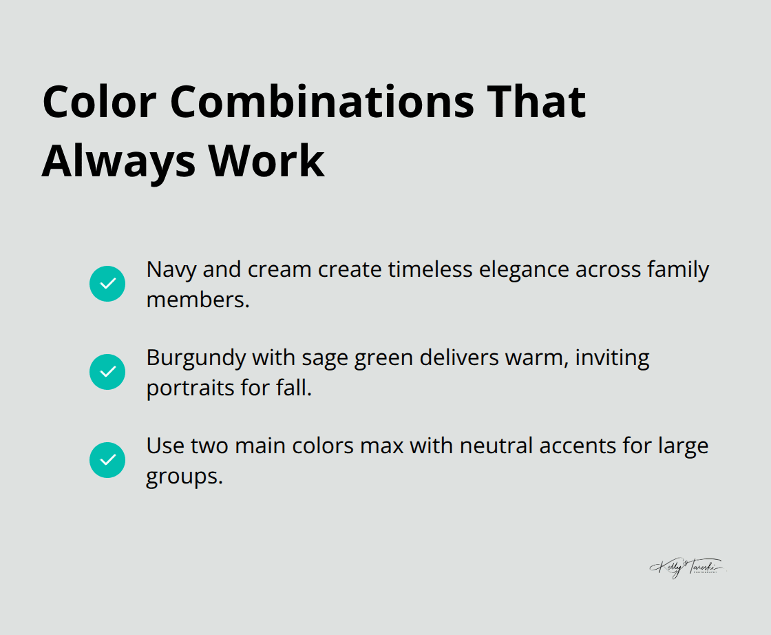 Checklist of reliable color combinations for family photos. - color palette family photos
