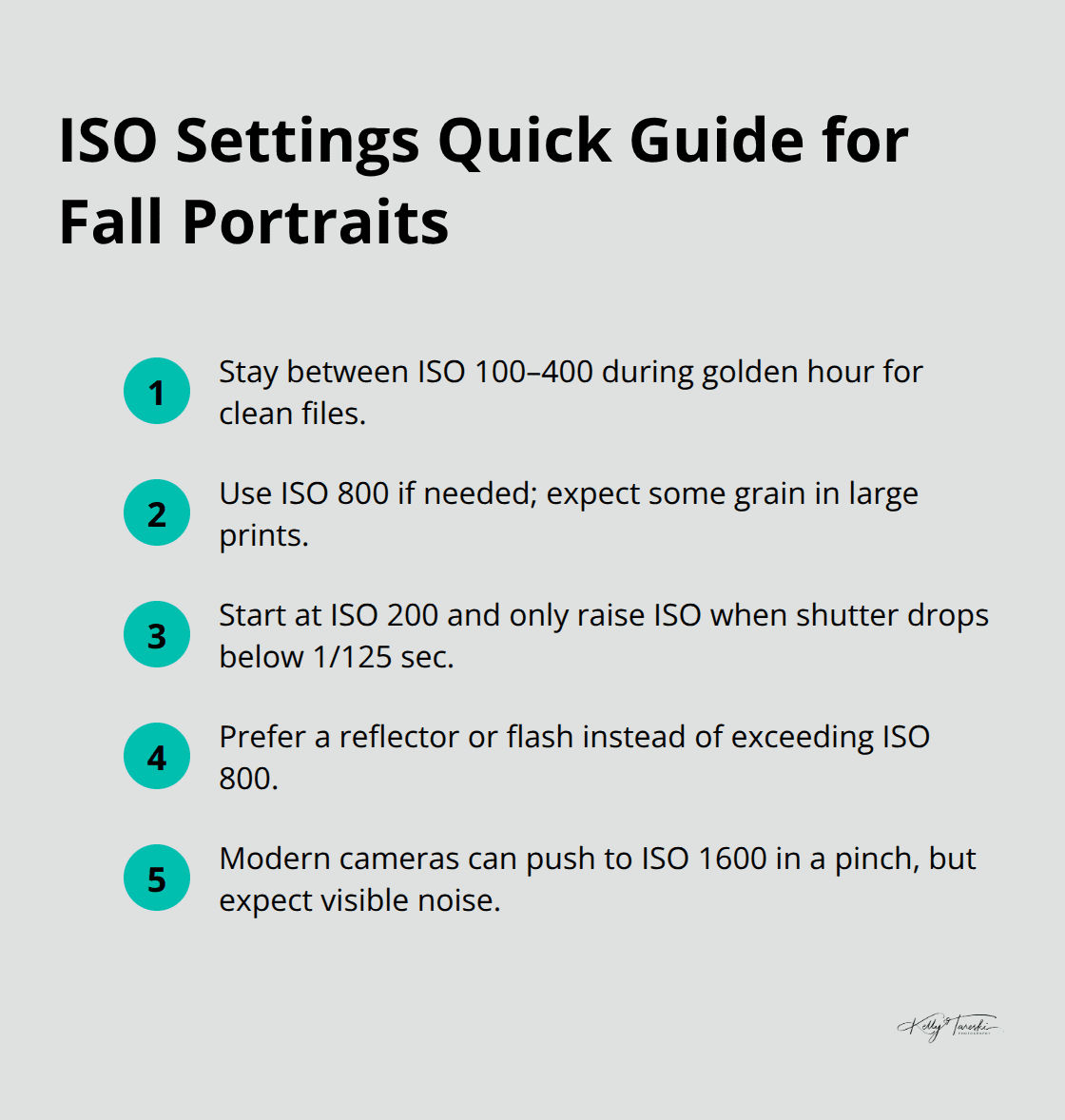 Compact checklist to choose ISO for clean, printable fall family photos