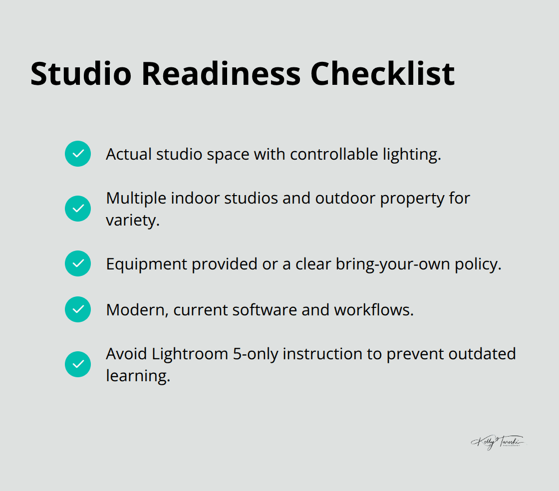 Checklist to evaluate whether a photography studio is worth your time. - Learn photography Spokane studio