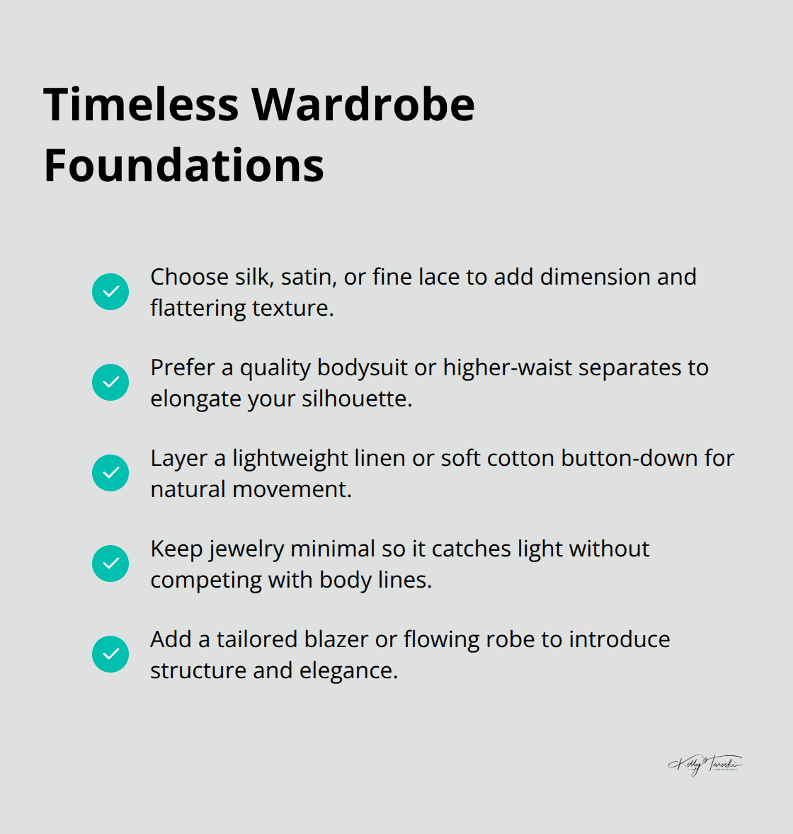 A concise checklist of timeless wardrobe choices for luxury boudoir portraits - luxury boudoir portrait ideas