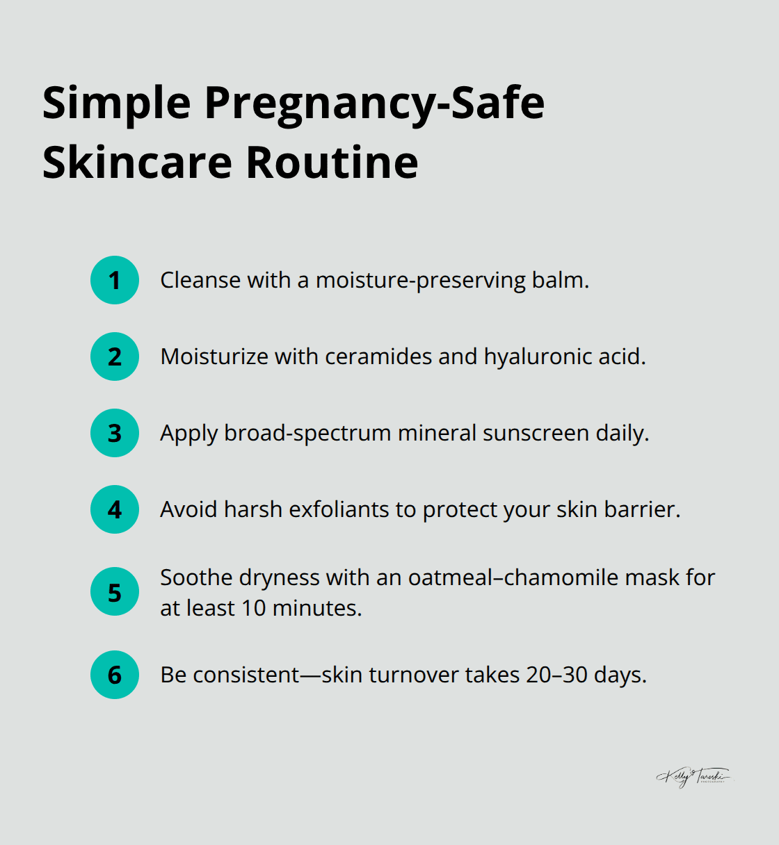 Compact list of safe, effective pregnancy skincare steps and timing - Maternity glow tips
