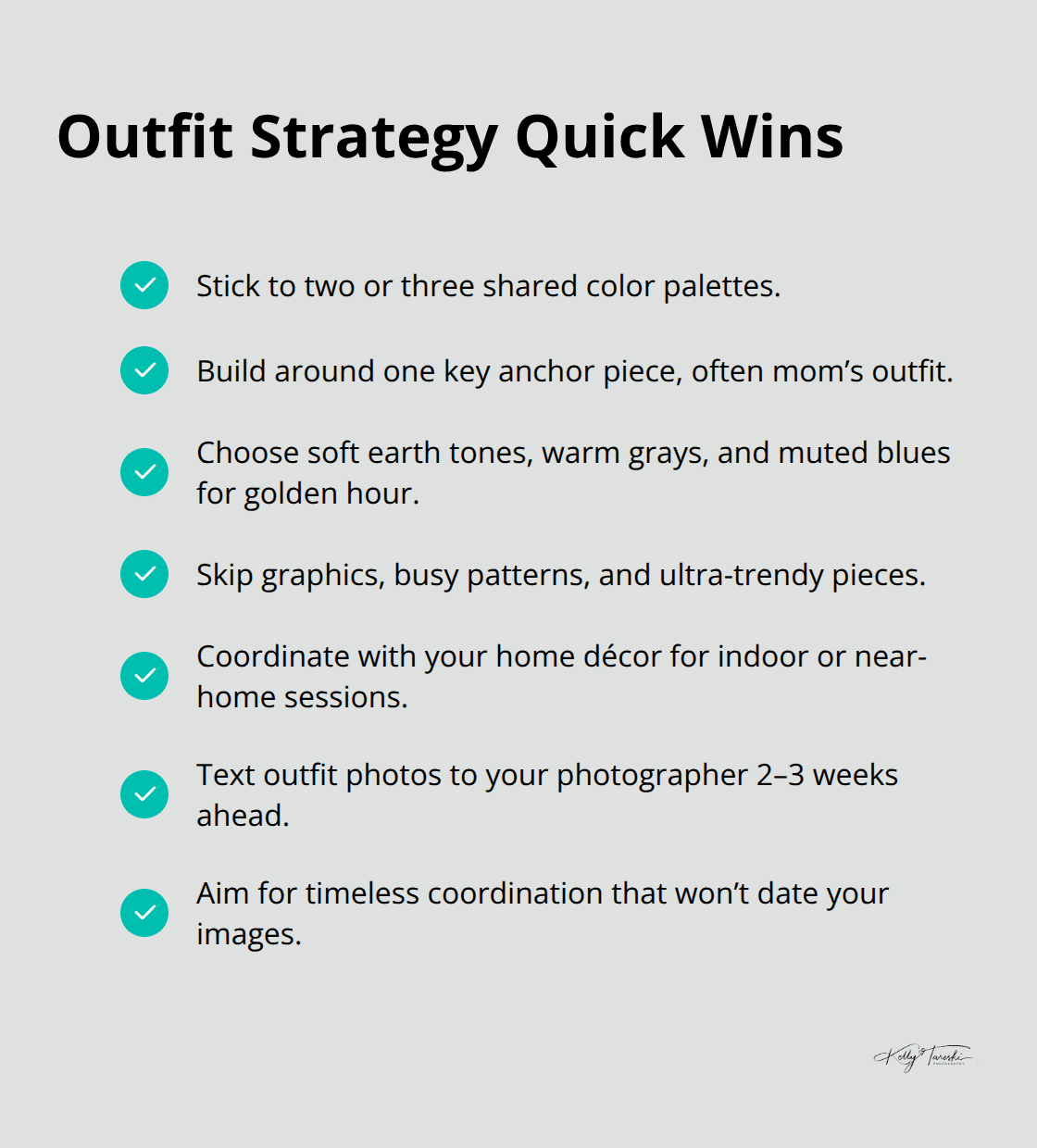 Checklist for cohesive, timeless outfits for Spokane family photos. - Outdoor family session Spokane