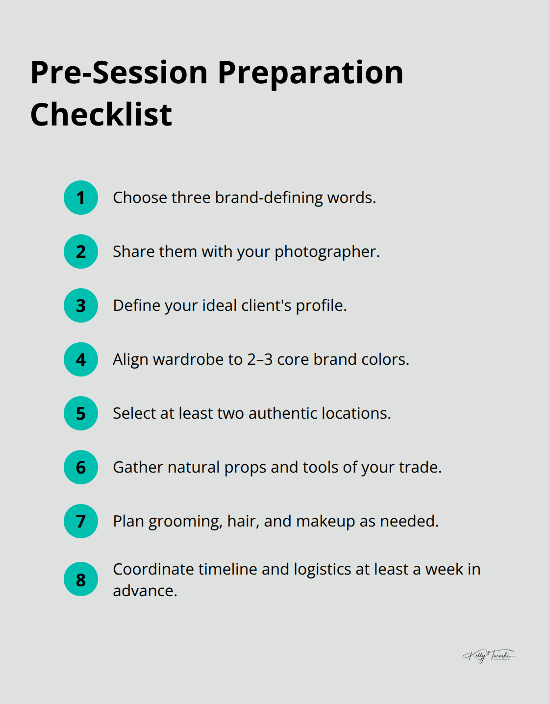 Compact checklist of key steps to prepare for a personal branding photo session. - personal branding photos