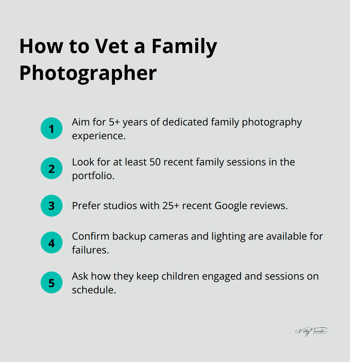 Compact checklist of experience and reliability signals for choosing a family photographer - photo studio for family photos
