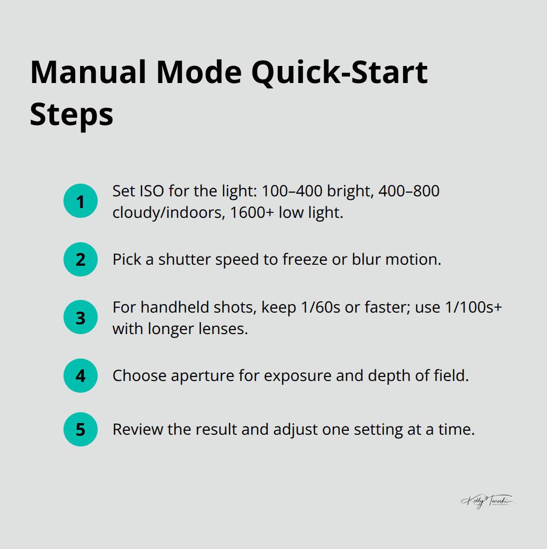 Step-by-step manual exposure workflow for beginners