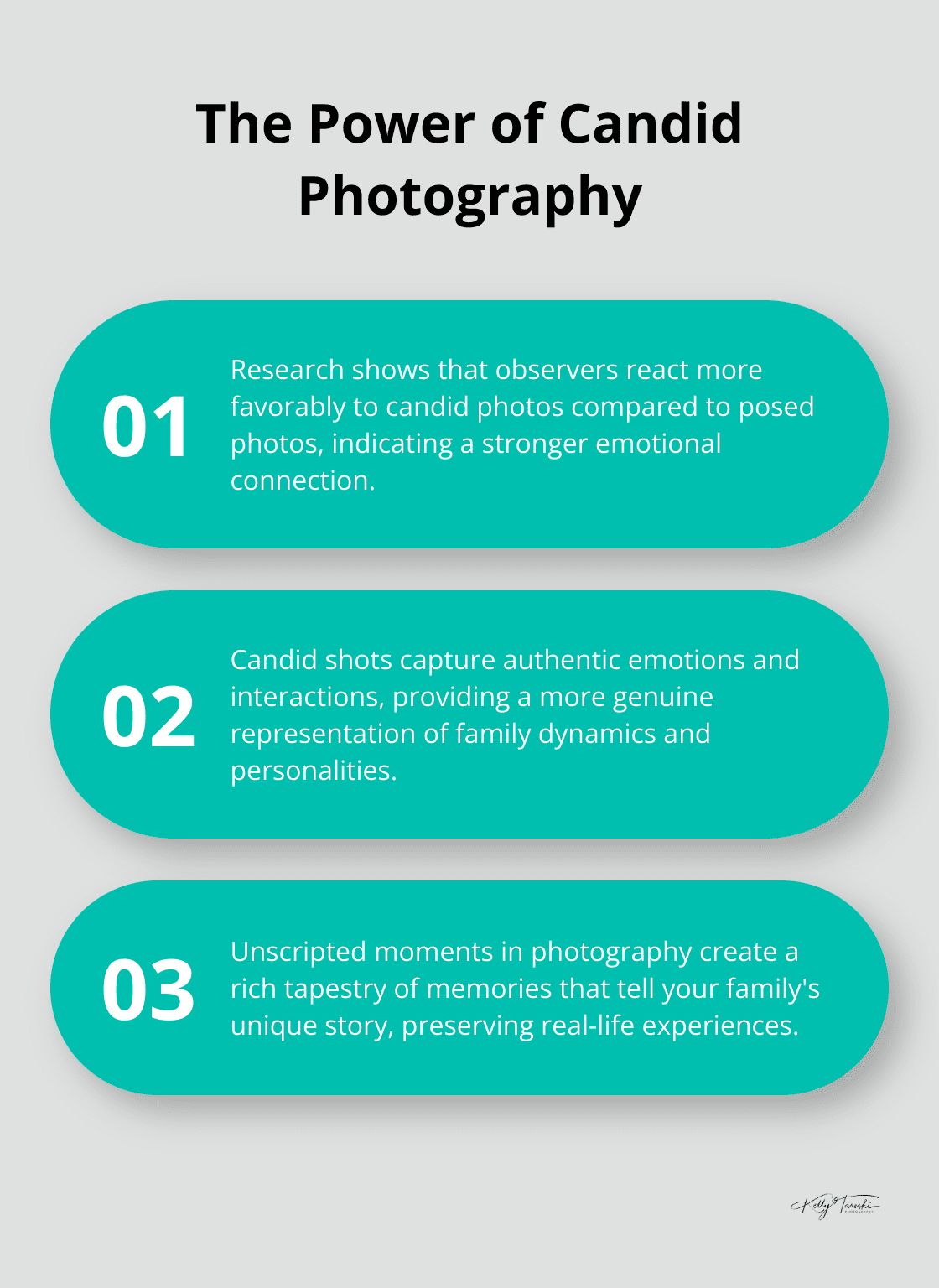 Chart illustrating three key benefits of candid photography over posed photos - Photography Education