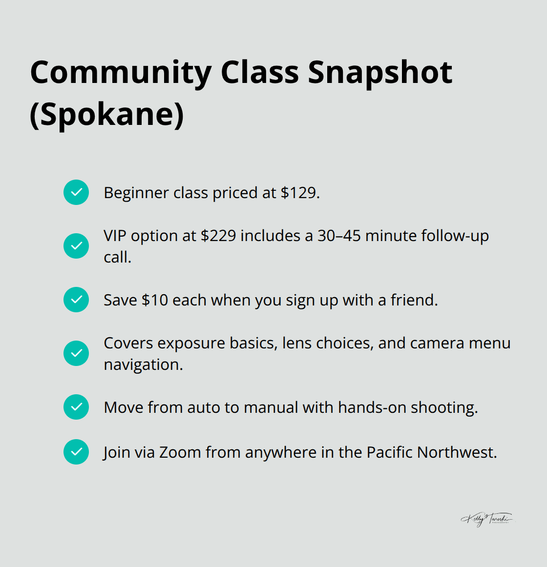 What you get with Spokane community photography classes