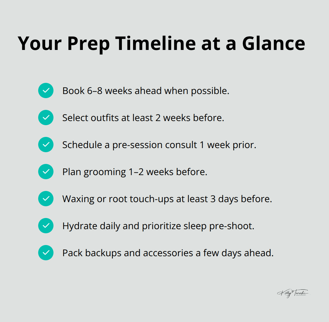 Checklist of key timing and grooming steps before a boudoir session - Private boudoir session Spokane