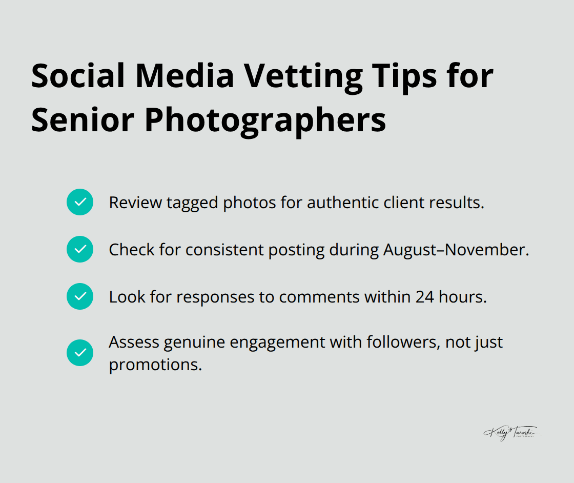 Checklist to evaluate senior photographers on Instagram and Facebook - professional photographer for senior photos