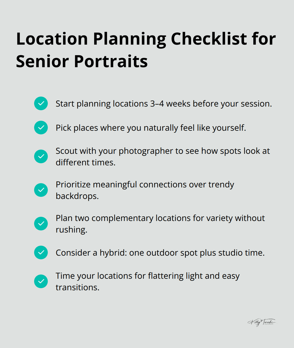 Checklist to choose and prepare locations that match your personality