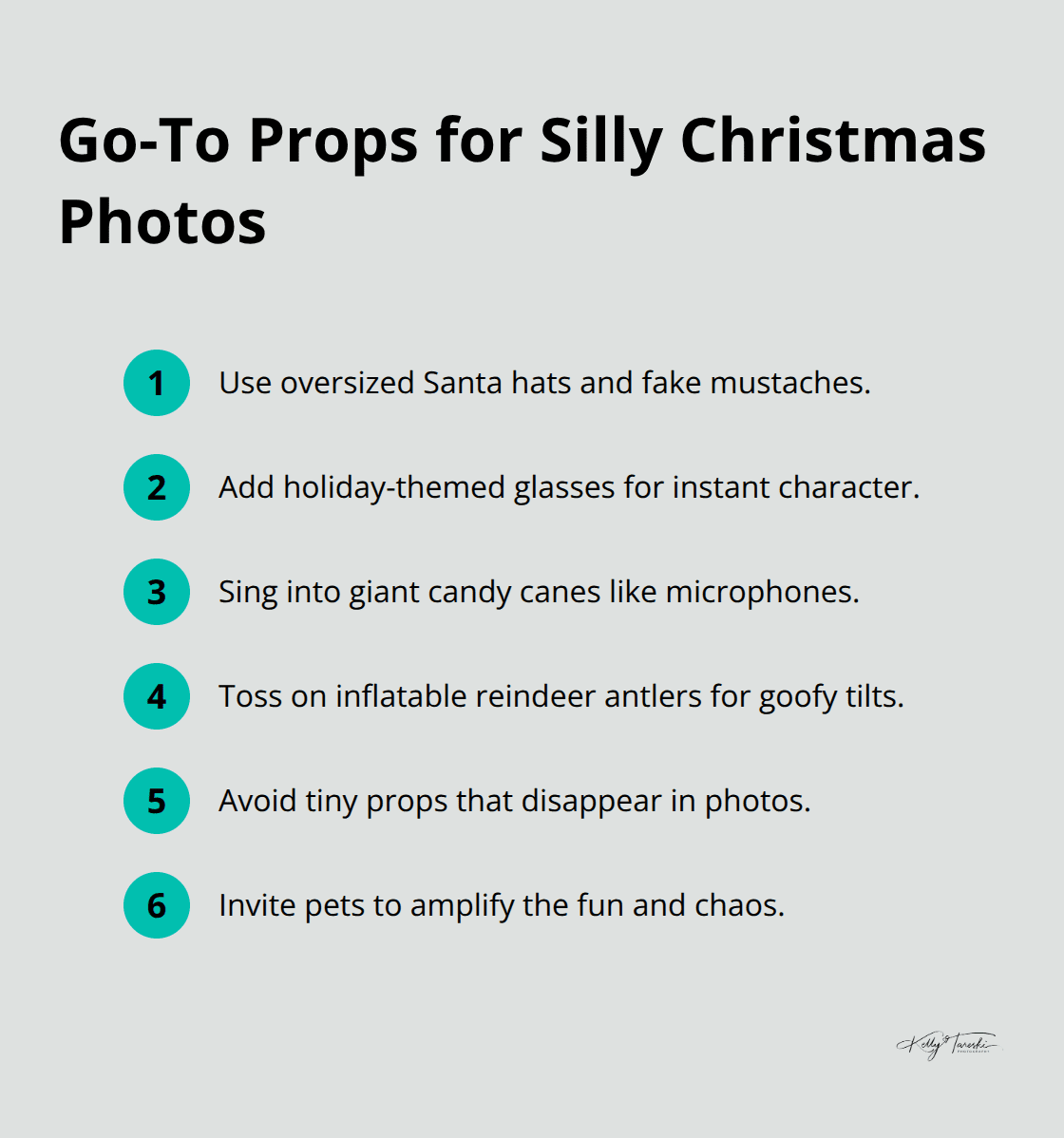 Compact list of oversized, visible props that spark playful poses